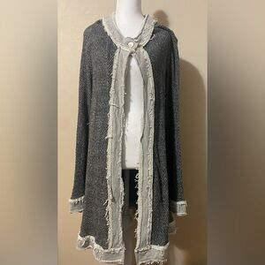 Trouble At The Mill Women's XL Charcoal Long Open Front Cardigan Sweater